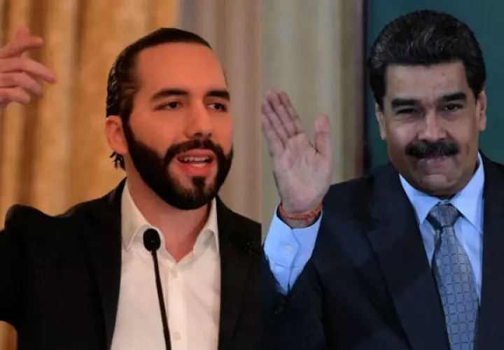 Nayib Bukele manifestó que él es un presidente elegido por la mayoría y que tildó de régimen el gobierno de Nicolás Maduro. Foto: EFE.