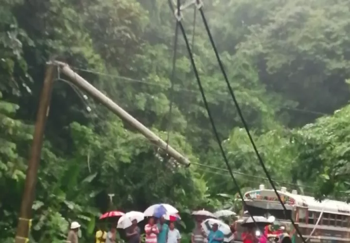 Caída de árbol en Achiote, distrito de Chagres, Costa Abajo de Colón. Foto/Diómedes Sánchez