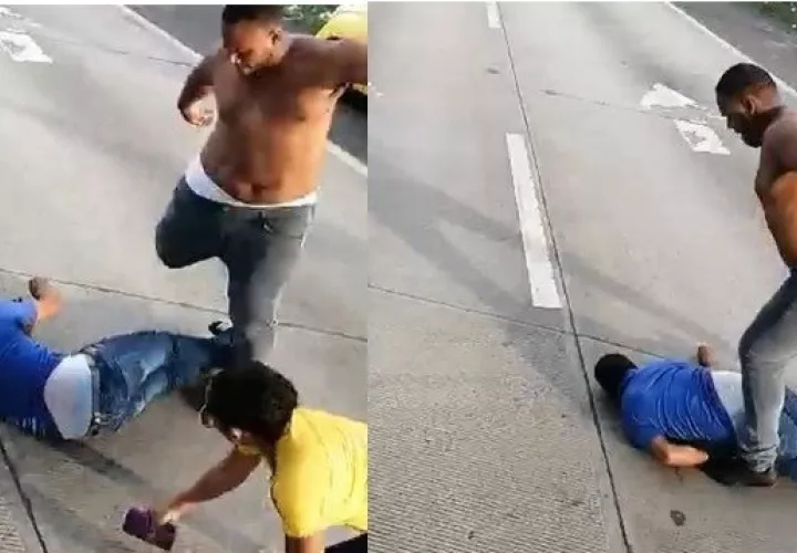 El conductor del taxi fue grabado en video en el momento que pateaba salvajemente a otro conductor, quien estaba inconsciente en el piso. 