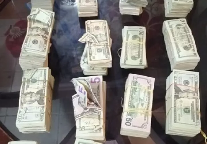 Dinero incautado en Pedregal.