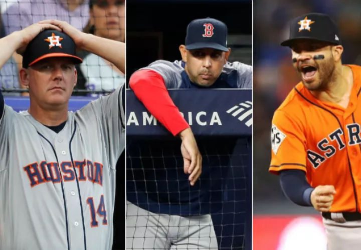 AJ Hinch, Alex Cora fueron despedidos de sus cargos en Houston y Boston; José Altuve negó haber usado un dispositivo en su uniforme. 