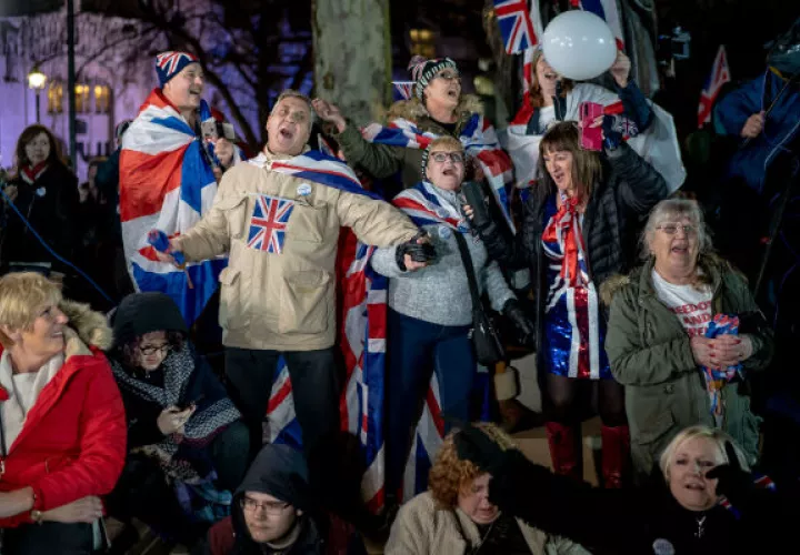 Partidarios de Brexit ven una Gran Bretaña sin reglas y rebosante de innovación. Celebrando el 31 de enero. Foto / Andrew Testa para The New York Times.