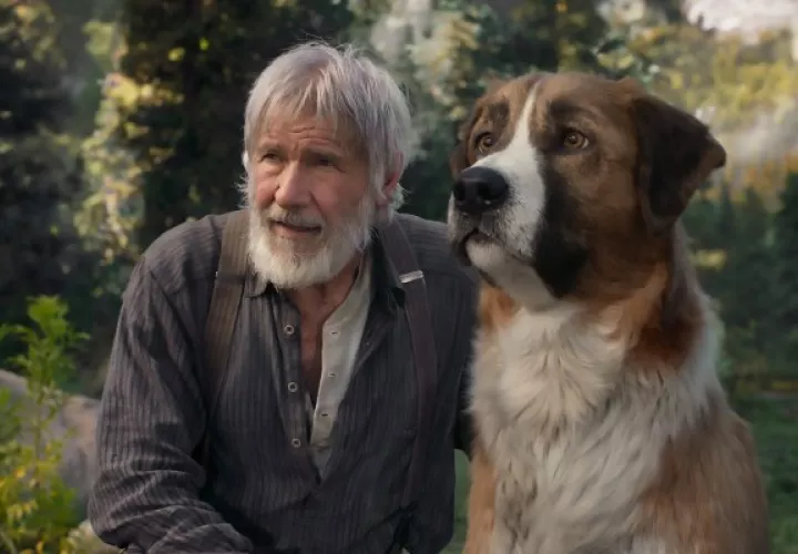Harrison Ford en “El Llamado Salvaje” con Buck, perro generado por computadora. Foto / 20th Century Fox.