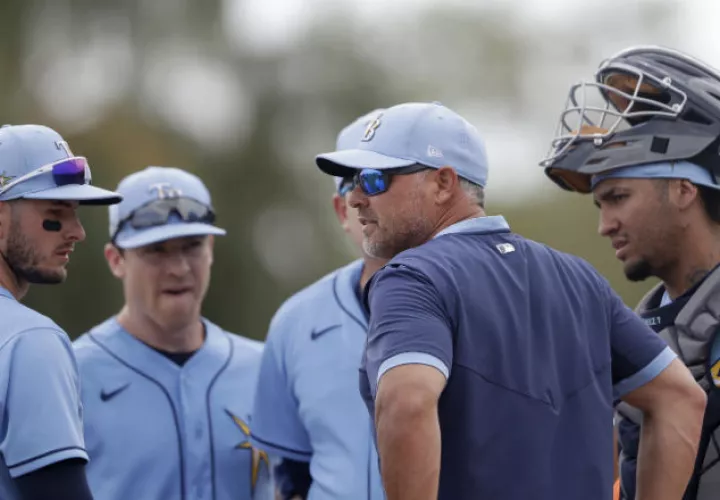 Jugadores de los Rays durante un partido de pretemporada. Foto AP