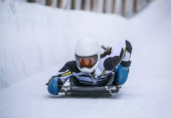 Se vetó a mujeres en 1929 de descenso de skeleton. Foto / Melissa Michel/Cresta Run.