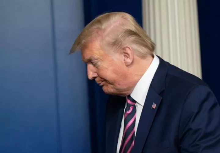 El presidente Donald Trump, cerrá su conferencia de prensa sin aceptar ningún tipo de preguntas.  FOTO/EFE