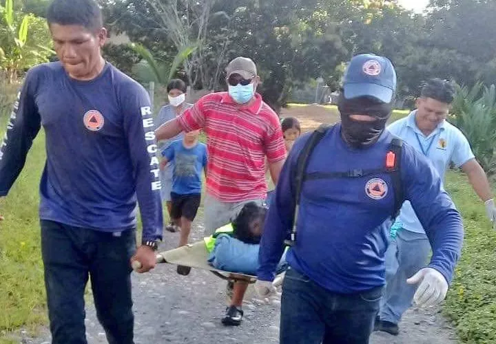 Debido a la lejanía en la que residía el joven herido, tuvo que ser sacado en camilla hasta donde lo esperaba un vehículo que lo trasladaría al hospital mas cercano.
