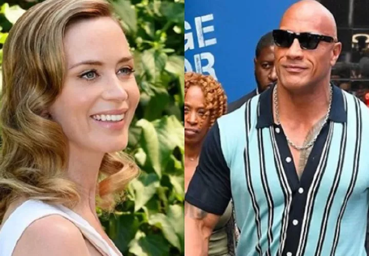 Emily Blunt y Dwayne Johnson. Instagram