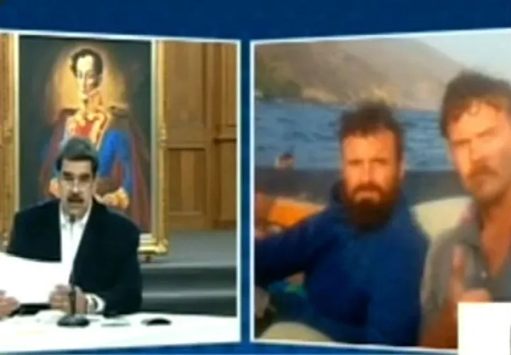 Maduro muestra por TV la imagen de los dos presuntos mercenarios de EE.UU., capturados. Fotos: EFE/Archivo.