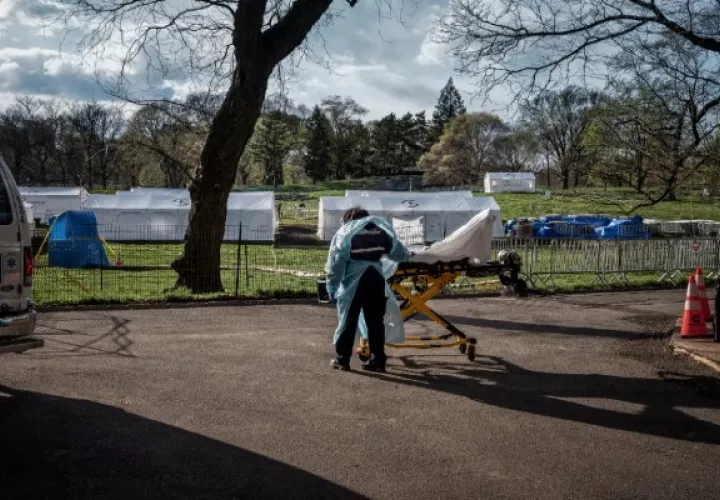 Un hospital de campo en Central Park en Nueva York, el 16 de abril de 2020. (Misha Friedman/The New York Times)