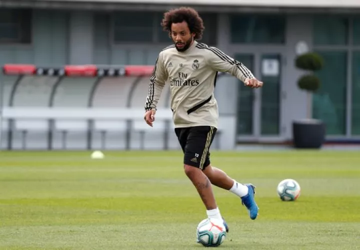 Marcelo en los entrenamientos de Real Madrid. 