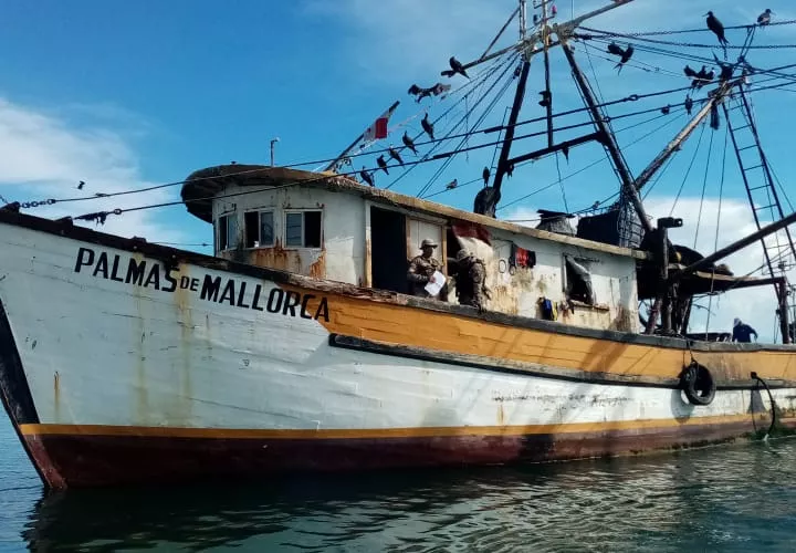 El personal del Servicio Nacional Aeronaval (SENAN), condujo a la embarcación Palma de Mallorca al puerto en Aguadulce, donde le decomisó toda la captura, la misma medida será tomada con las otras tres embarcaciones. Foto/CORTESÍA/SENAN