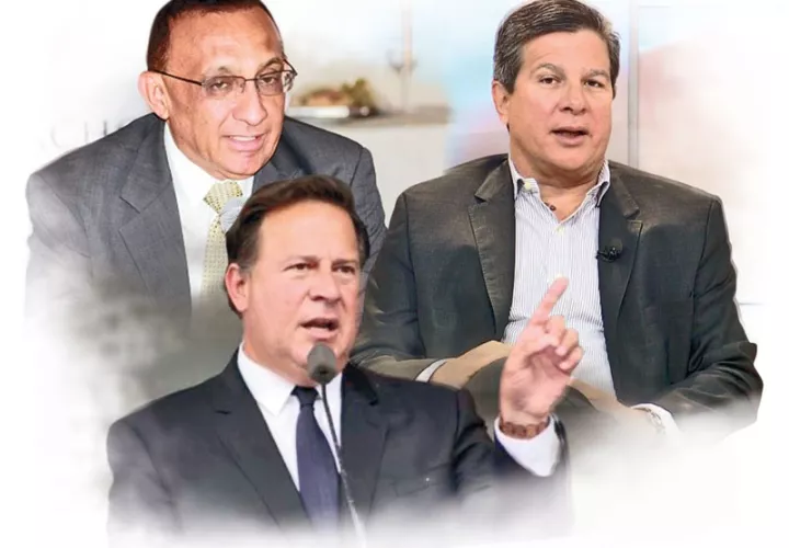 Expresidente Juan Carlos Varela junto a su hermano José Luis Varela y exministro Alcibiades Vásquez