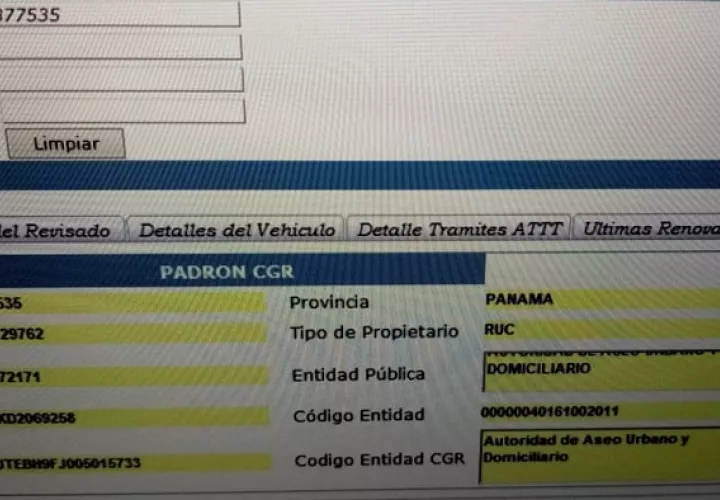 Contraloría confirmó que vehículo pertenece a la Autoridad de Aseo. 