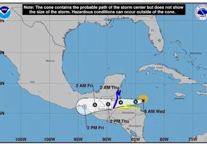 Toda la costa de Belice está bajo vigilancia de huracán y hay avisos de tormenta tropical para la península de Yucatán (México) y el norte de Honduras y las islas de la Bahía.