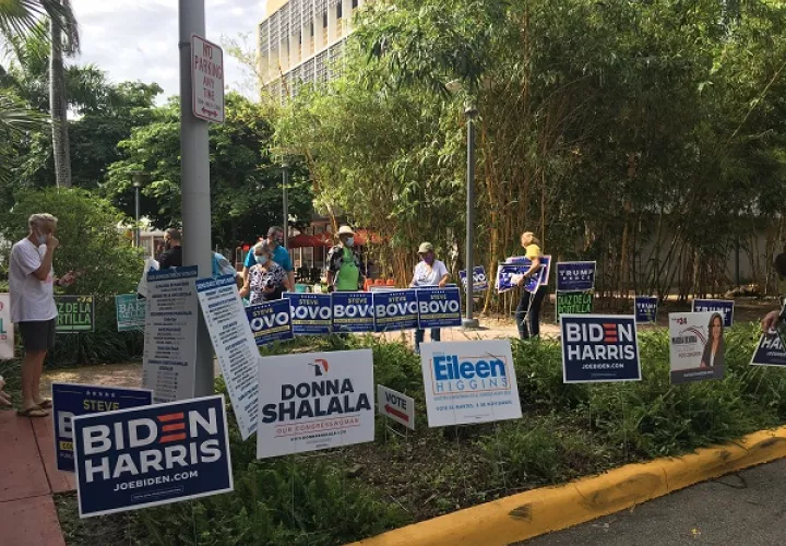 El promedio de encuestas que elabora RealClearPolitics muestra este jueves a Biden con una ventaja del 7.5%, pero en Florida se recorta a un 2.1%. Foto: EFE