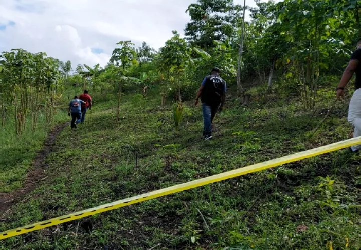 El cuerpo de Amir, en esta área semi montañosa, en la que se debe subir una loma, en la que se observan sembradíos de yuca, guineo, plátanos y otros cultivos.