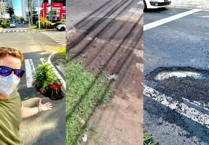 Antes y después del bache. Foto: Instagram