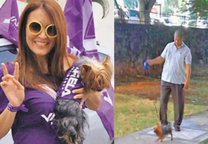 Exministra Zulema Sucre junto a su perro Gucci. 