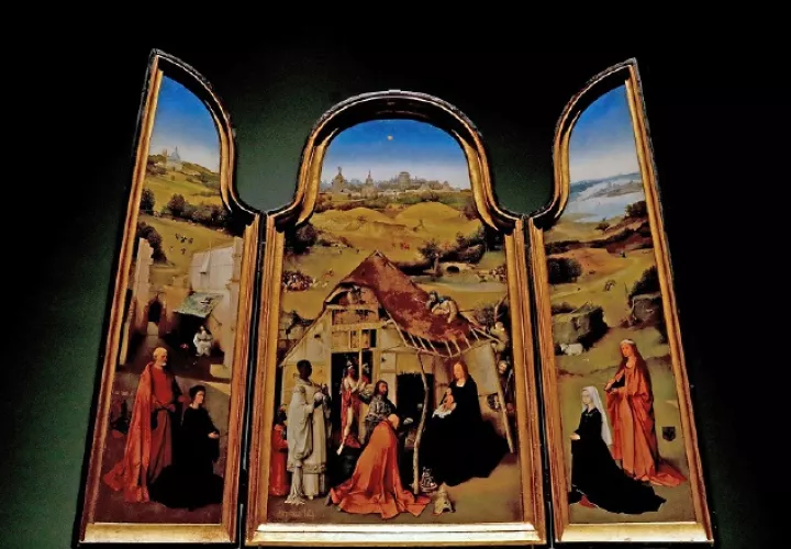 La obra "Tríptico de La Adoración a los Magos", del pintor Jheronimus van Aken, el Bosco. EFE