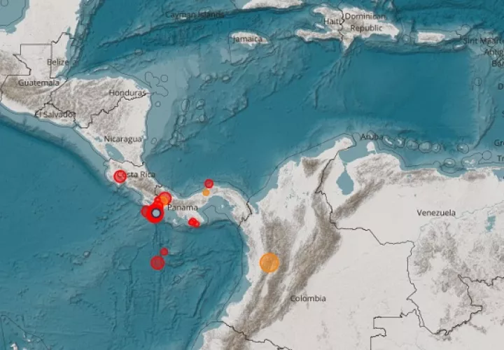 Los sismos se reportan al sur de Panamá.