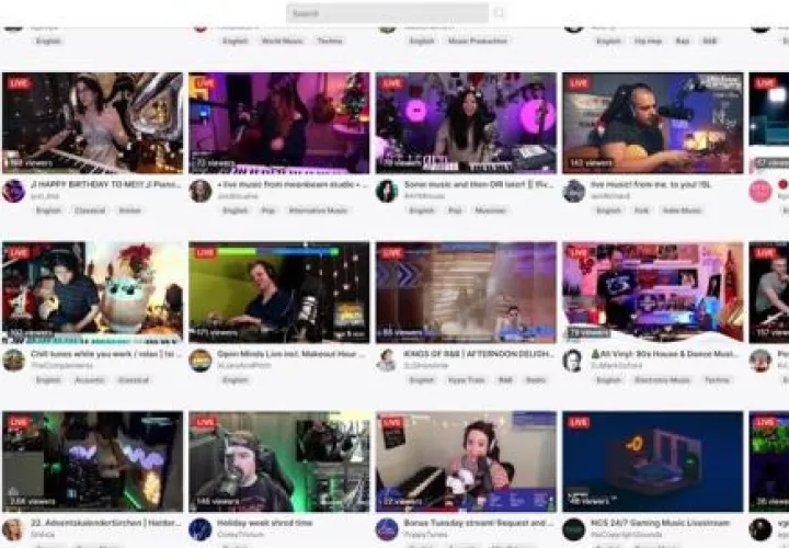 Captura de pantalla de Twitch, convertida en la nueva plataforma para artistas para grabar y estrenar sus discos.