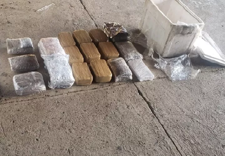 En el operativo de patrullaje también  se incautaron 20 paquetes de hierba seca que se presume sea marihuana, las cuales estaban ocultas en dos hieleras.