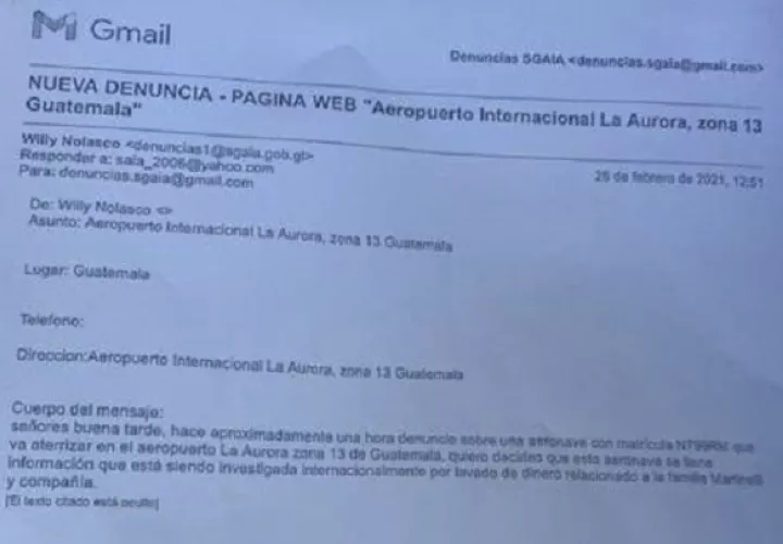 Denuncia hecha por la página web.