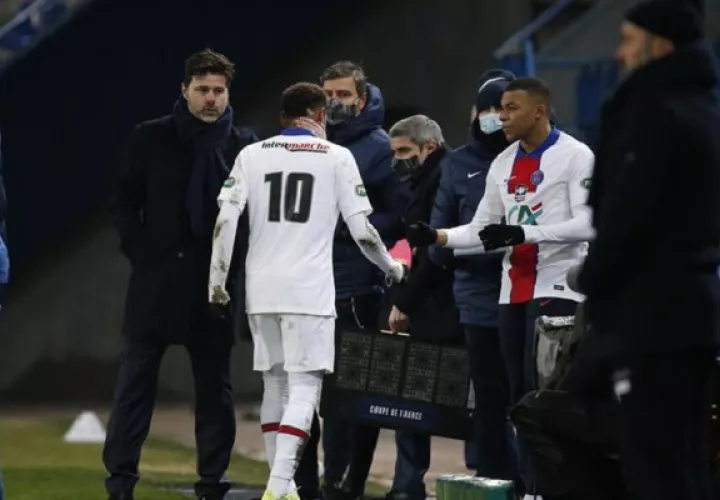 Neymar salió de cambio al minuto 60' en el partido de Copa de Francia ante el Caen. Foto: @PSG_English