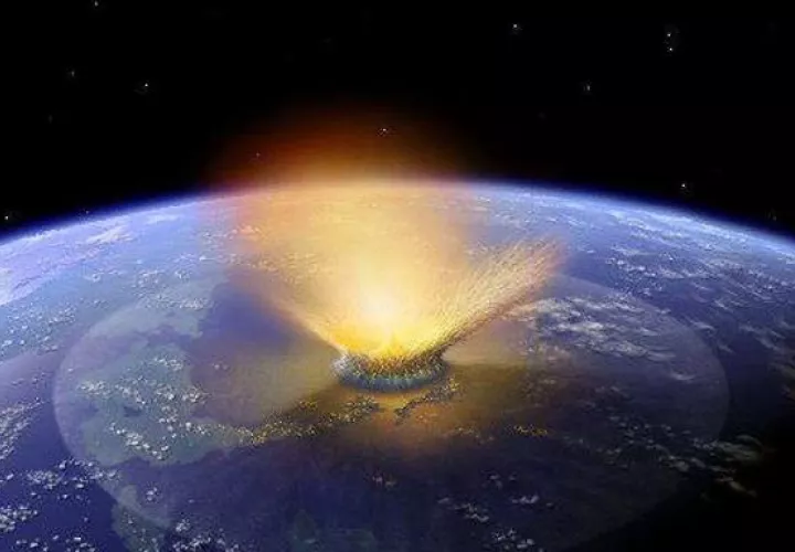 Recreación del impacto de un asteroide sobre la superficie de la Tierra. Foto: EFE