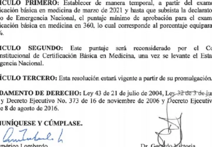Parte resolutiva de la Resolución No. 01 de 3 de marzo de 2021, la cual fue publicada en Gaceta Oficial el pasado viernes. Internet