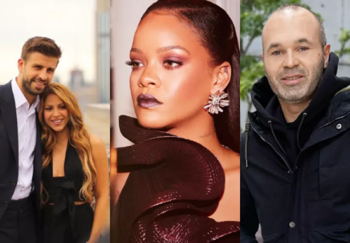 Shakira y Gerad Piqué, Rihanna y Andrés Iniesta. Fotos: Instagram