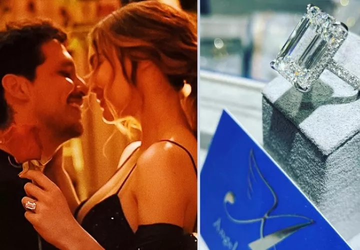 El anillo que le regaló Christian Nodal. Instagram/@angelcityjewelers