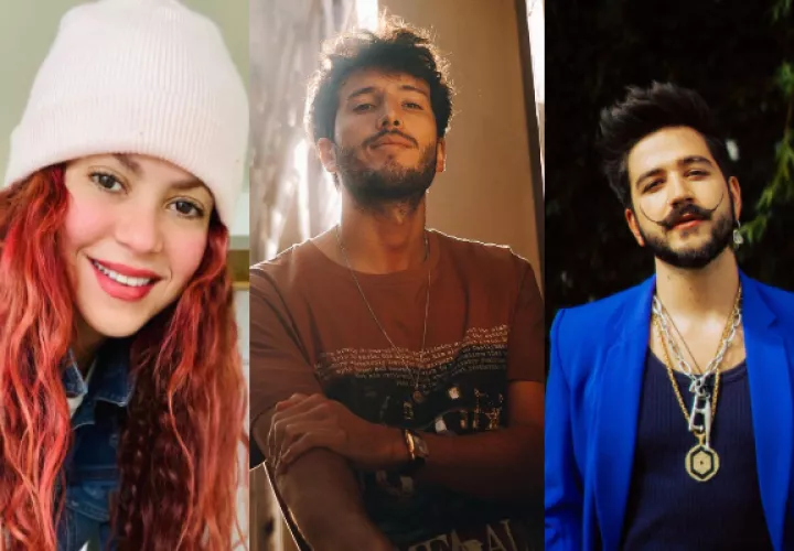 Shakira, Sebastián Yatra y Camilo. Fotos: Instagram