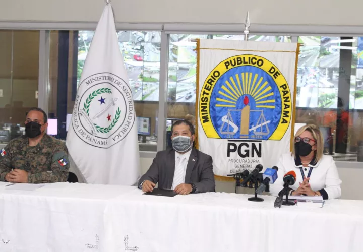 Conferencia de prensa del Ministerio Público y la Policía Nacional para hablar sobre violencia intrafamiliar. Foto: Cortesía/Ministerio Público