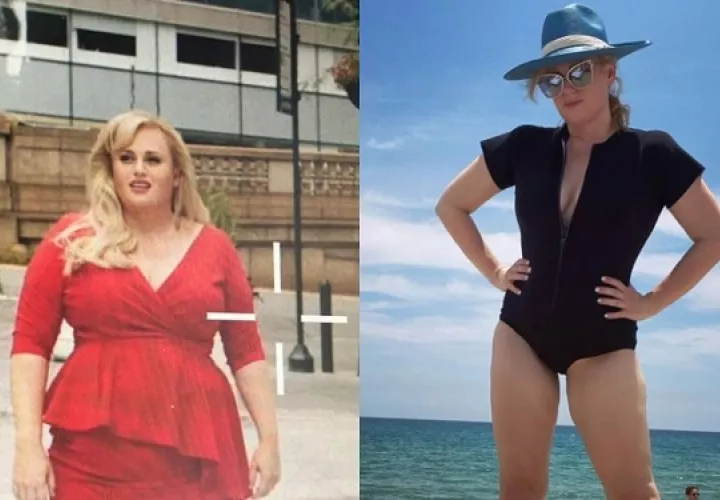 Antes y después de Rebel Wilson. Fotos: Instagram