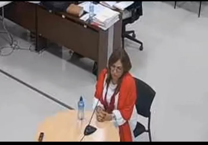 Balbina Herrera durante e interrogatorio en el juicio pasado. Foto: Captura de pantalla