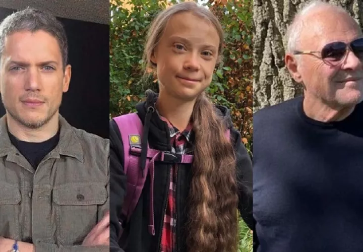Wentworth Miller, Greta Thunberg y Anthony Hopkins. Fotos: Instagram