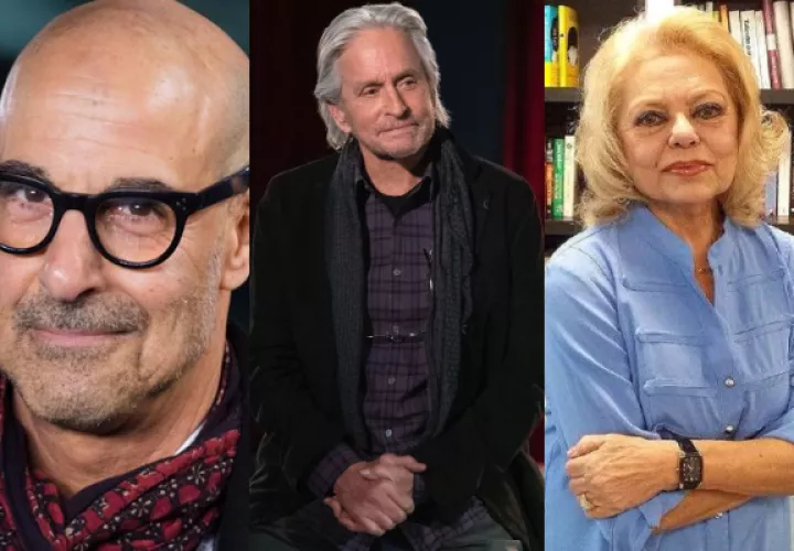 Stanley Tucci, Michael Douglas y María Teresa Campos. Fotos: Internet / Instagram