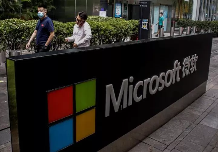 Fotografía de archivo del logo de la compañía Microsoft. EFE