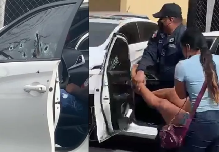 El conductor  y una mujer que viajaba en la parte delantera del vehículo fueron heridos de bala. 