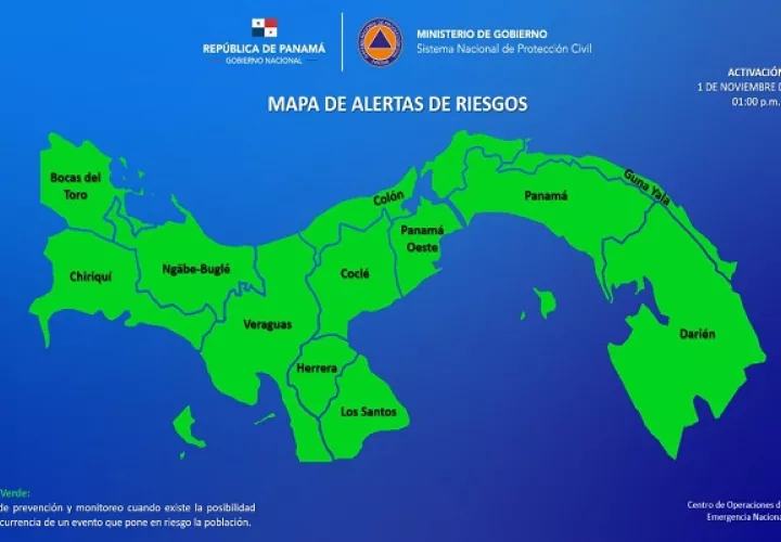 La alerta verde es un aviso preventivo que se emite ante una amenaza que podría afectar a la población.. Foto: Cortesía Sinaproc