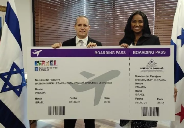 Embajador de Israel, Itai Bardov y Brenda Smith Ledezma, la Miss Panamá.  Foto: Cortesía