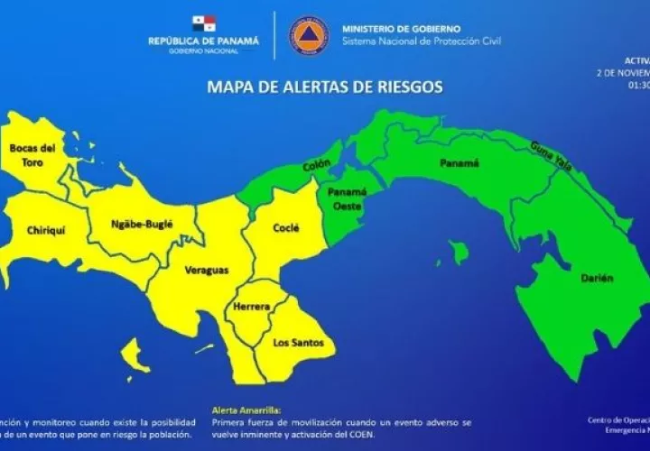 La alerta verde se mantiene sobre el resto del territorio panameño. Foto: Cortesía