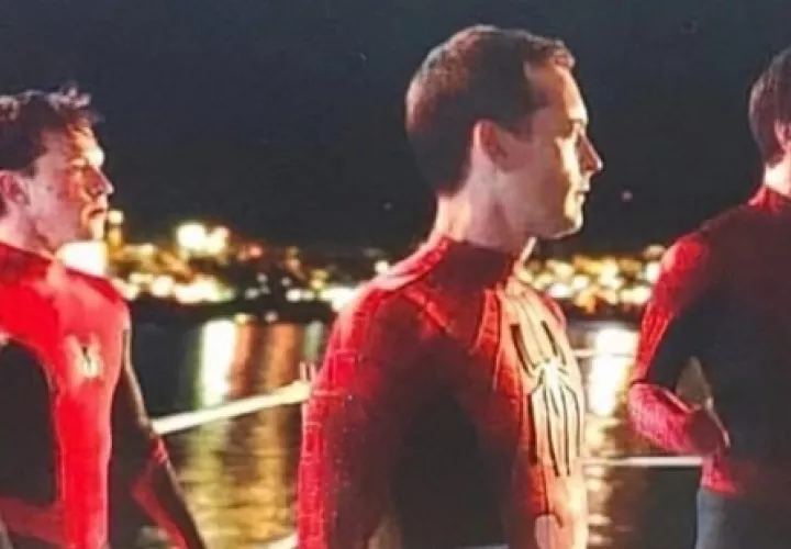 Tom Holland, Tobey Maguire y Andrew Garfield. Foto: Twitter