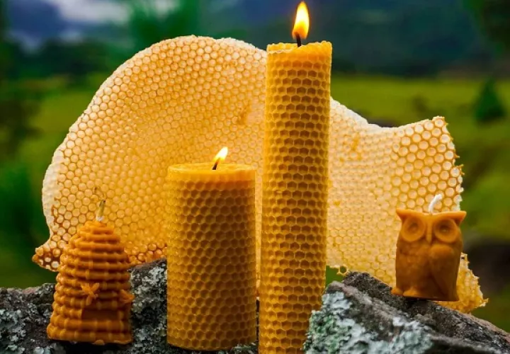 Las velas son elaboradas a mano con 100 % cera de abejas. Foto: Cortesía Luz Primitiva