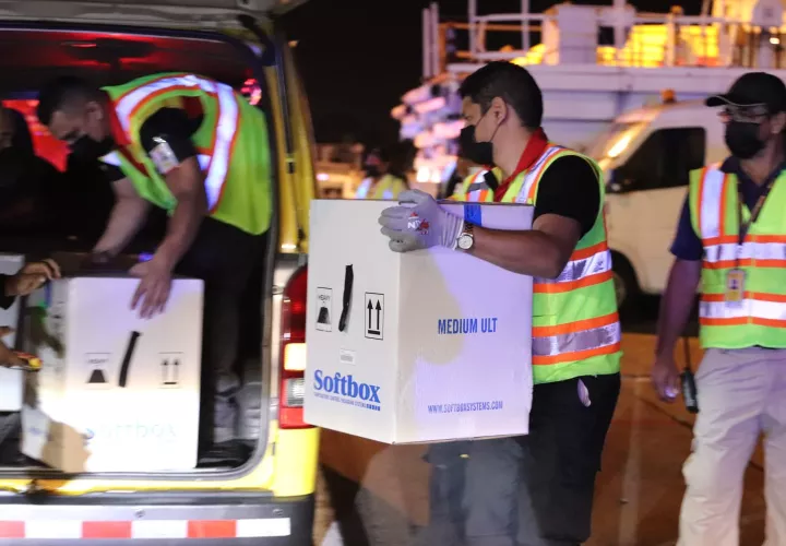 Este miércoles llegaron 72,000 dosis pediátricas de la vacuna contra el covid-19. Foto: Cortesía Presidencia de la República
