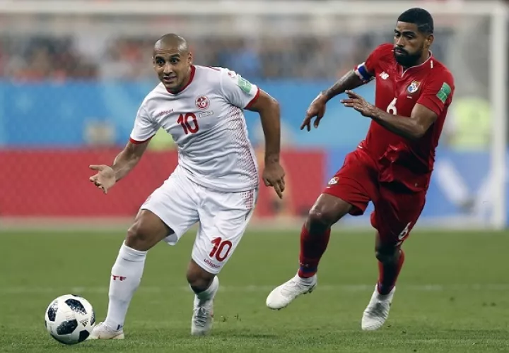 Gabriel Gómez (dcha.) fue uno de los titulares de Panamá ante Túnez en el Mundial de Rusia 2018. Foto: EFE