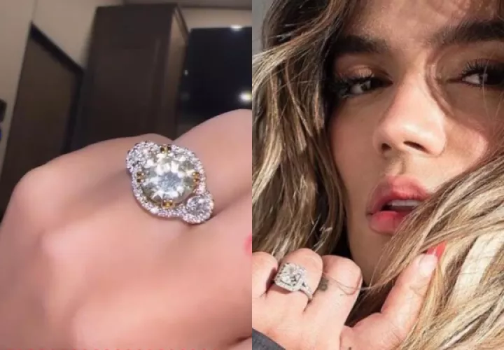 Anillo de Anuel AA le dio a Yailin y el que le obsequió a su ex, Karol G. Fotos: Instagram