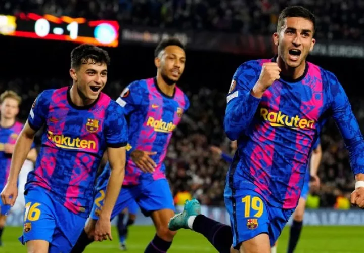 Jugadores del Barcelona. Foto:EFE